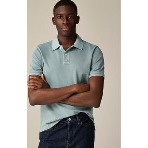 J Crew Mens Washed Pique Polo Shirt L NWOT Green BZ308 J.Crew